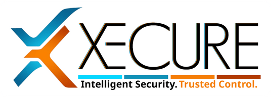 Xecure logo with colorful design and text on a white background